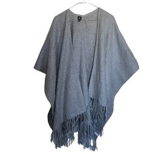 Echo Women’s Solid Gray Boucle Ruana Poncho One Size